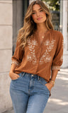 Cara embroidered tunic blouse