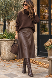 The Faux Leather Midi Skirt