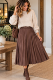 The Milan Suede Pleated Midi Skirt