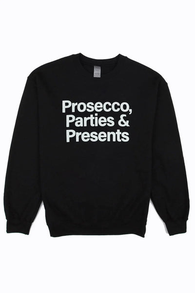 Prosecco, Parties & Presents Christmas Sweatshirt