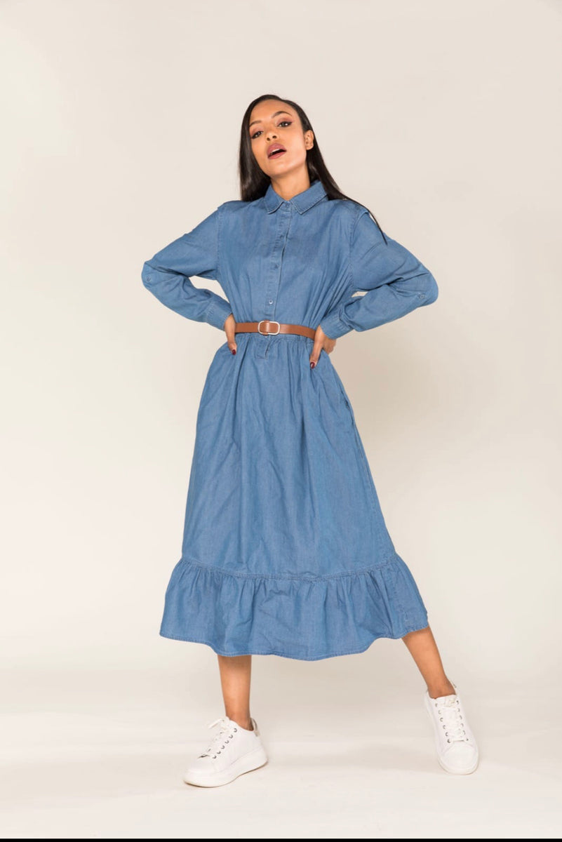 Denim Midi Dress – Chic boutique bingham