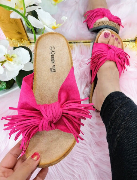 Fuchsia pink slider Sandals